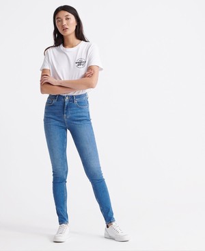 Superdry High Rise Skinny Női Farmer Sötétkék | RXLAC2756